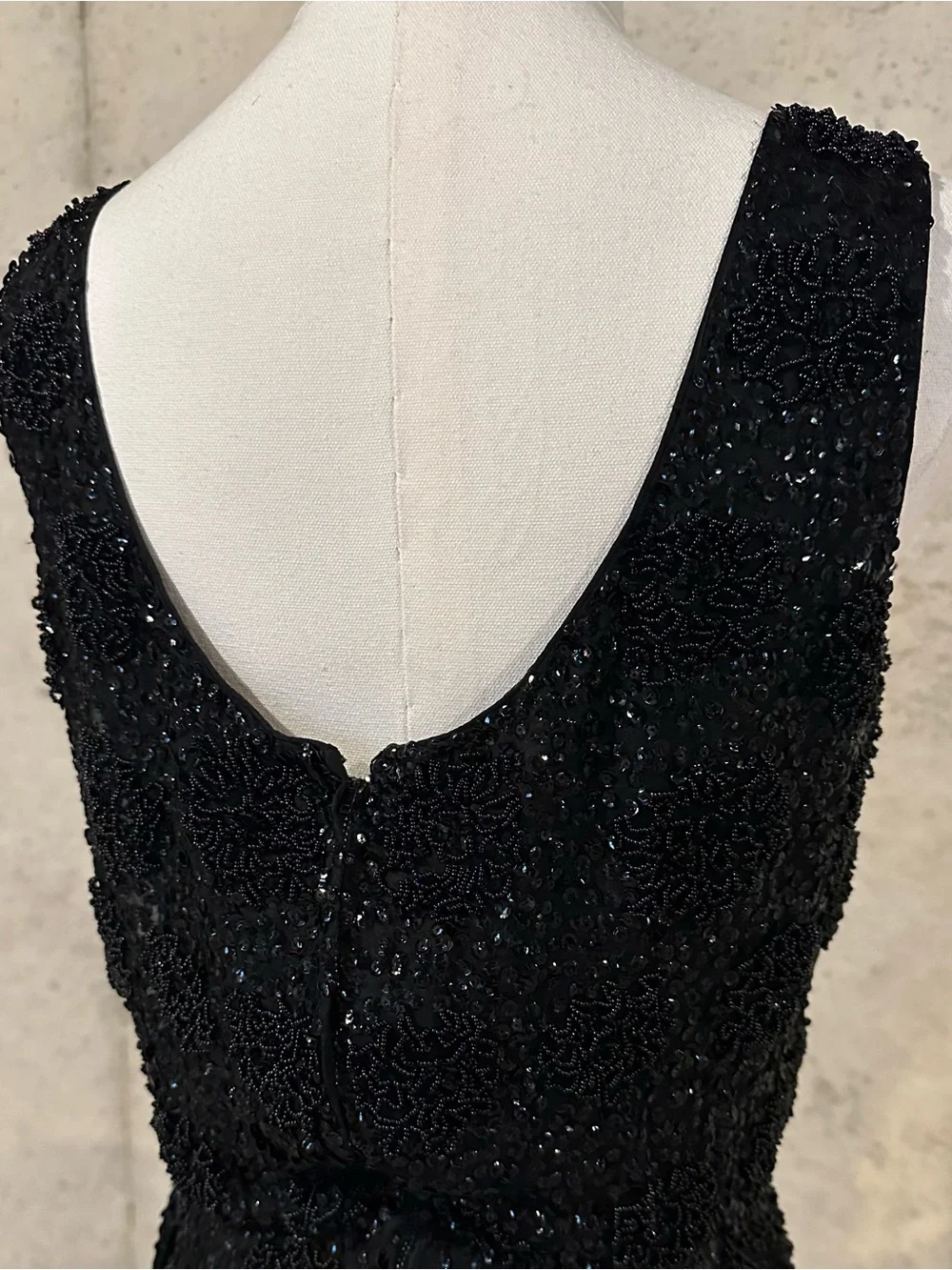 Vintage Black Beaded Cocktail Dress Old Hollywood Glam 70s 80s Luxury Size XS - Picture 6 of 8